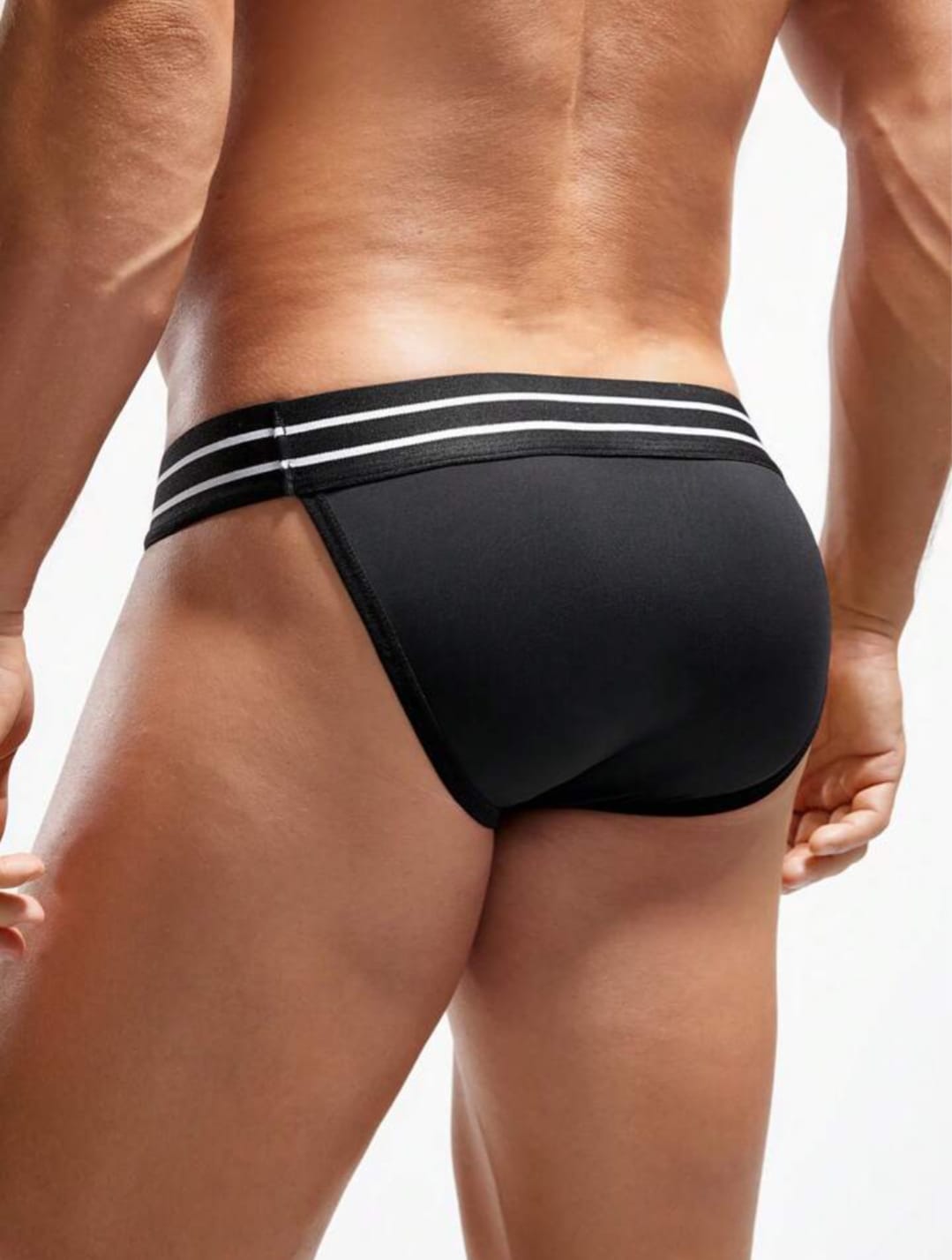 Men's Solid  Color Fashion Briefs, Suitable For Summer Casual